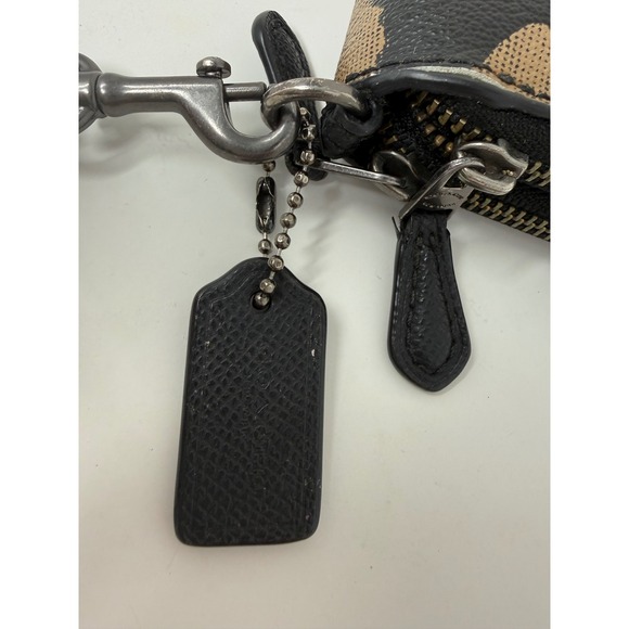 Coach Floral Poppy Double Zip Around Wristlet Wallet Black Red Leather - Picture 5 of 11